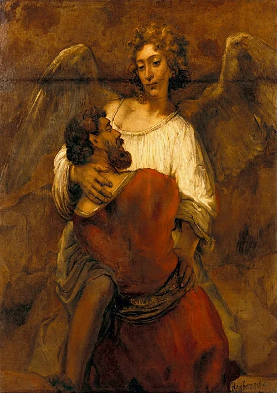 Rembrandt van Rijn | Jakob brydes med englen - 1659 | Indrammet kunsttryk | Barok | formida