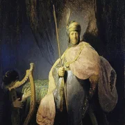 Rembrandt van Rijn | David spiller harpe foran Saul – 1631 | Indrammet kunsttryk | Barok | formida