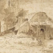 Rembrandt van Rijn | Hytte nær indgangen til en skov - 1644 | Indrammet kunsttryk | Barok | formida