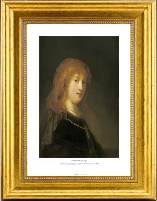 Rembrandt van Rijn | Saskia van Uylenburgh, kunstnerens hustru - 1640 | Gallery Edition | Indrammet kunsttryk | Barok