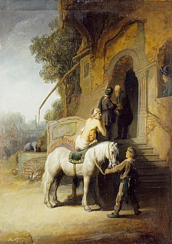 Rembrandt van Rijn | Den barmhjertige samaritaner - 1630 | Indrammet kunsttryk | Barok | formida