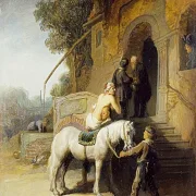 Rembrandt van Rijn | Den barmhjertige samaritaner - 1630 | Indrammet kunsttryk | Barok | formida
