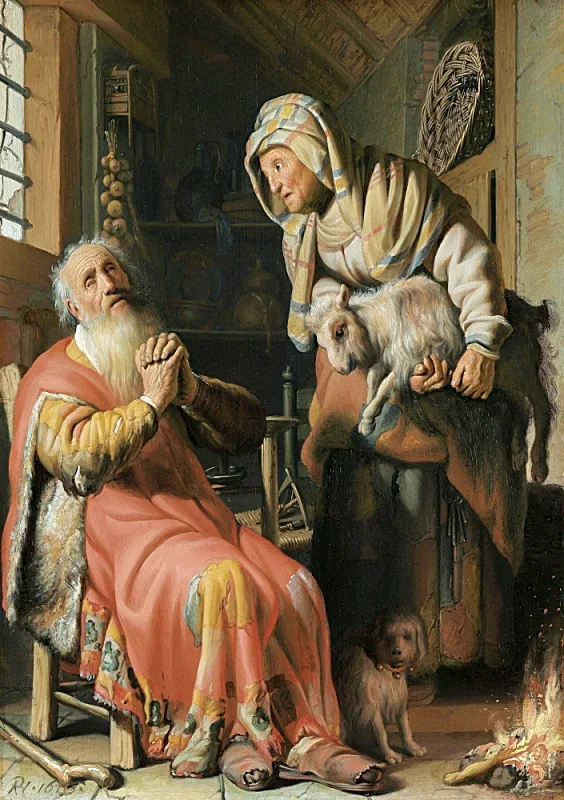 Rembrandt van Rijn | Tobit og Anna med barnet - 1626 | Indrammet kunsttryk | Barok | formida