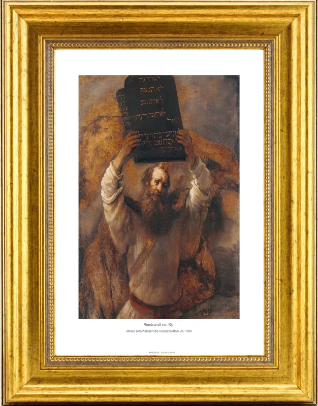 Rembrandt van Rijn | Moses knuser lovens tavler - 1659 | Gallery Edition | Indrammet kunsttryk | Barok