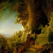 Rembrandt van Rijn | Kristus og Maria Magdalena ved graven - 1638 | Indrammet kunsttryk | Barok | formida
