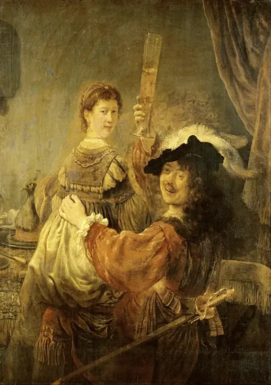 Rembrandt van Rijn | Rembrandt og Saskia i scenen med den fortabte søn - 1635 | Indrammet kunsttryk | Barok | formida