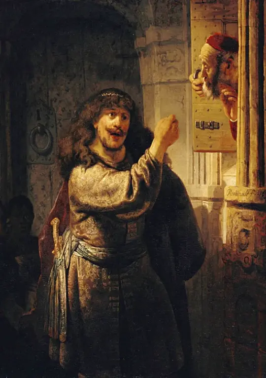 Rembrandt van Rijn | Samson truer sin svigerfar - 1635 | Indrammet kunsttryk | Barok | formida