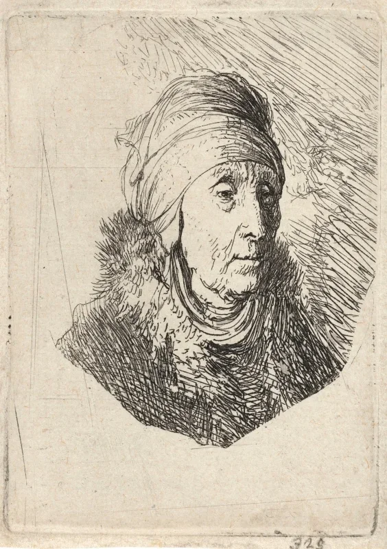 Rembrandt van Rijn | En kvinde med en høj hovedbeklædning - 1630 | Indrammet kunsttryk | Barok | formida