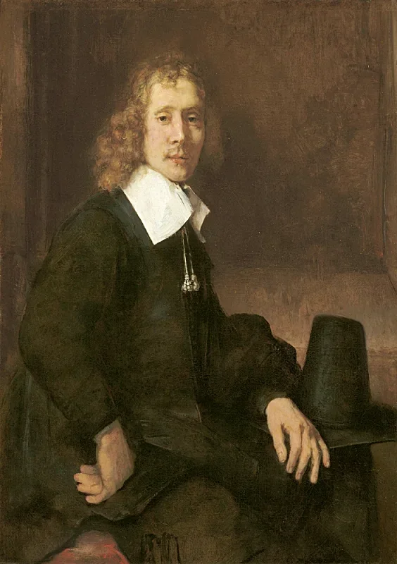 Rembrandt van Rijn | En ung mand siddende ved et bord - 1660 | Indrammet kunsttryk | Barok | formida