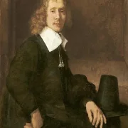 Rembrandt van Rijn | En ung mand siddende ved et bord - 1660 | Indrammet kunsttryk | Barok | formida