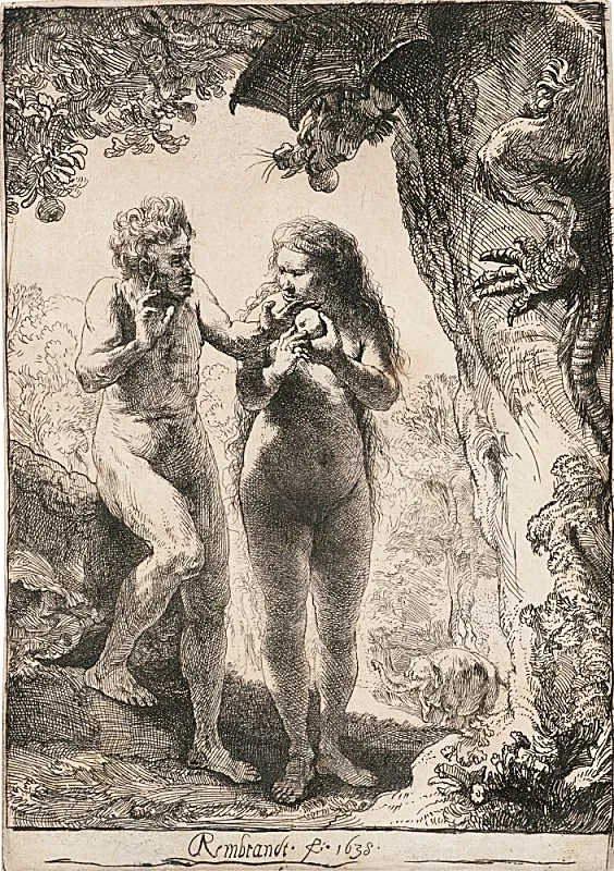 Rembrandt van Rijn | Adam og Eva - 1638 | Indrammet kunsttryk | Barok | formida