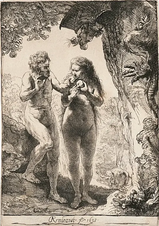 Rembrandt van Rijn | Adam og Eva - 1638 | Indrammet kunsttryk | Barok | formida