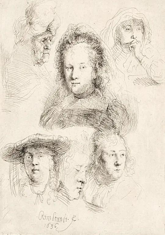 Rembrandt van Rijn | Studier af Saskias hoved - 1636 | Indrammet kunsttryk | Barok | formida
