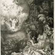 Rembrandt van Rijn | Englen viser sig for hyrderne - 1634 | Indrammet kunsttryk | Barok | formida