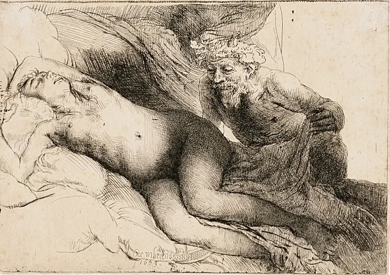 Rembrandt van Rijn | Jupiter og Antiope - 1659 | Indrammet kunsttryk | Barok | formida