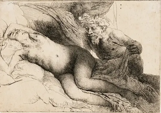Rembrandt van Rijn | Jupiter og Antiope - 1659 | Indrammet kunsttryk | Barok | formida