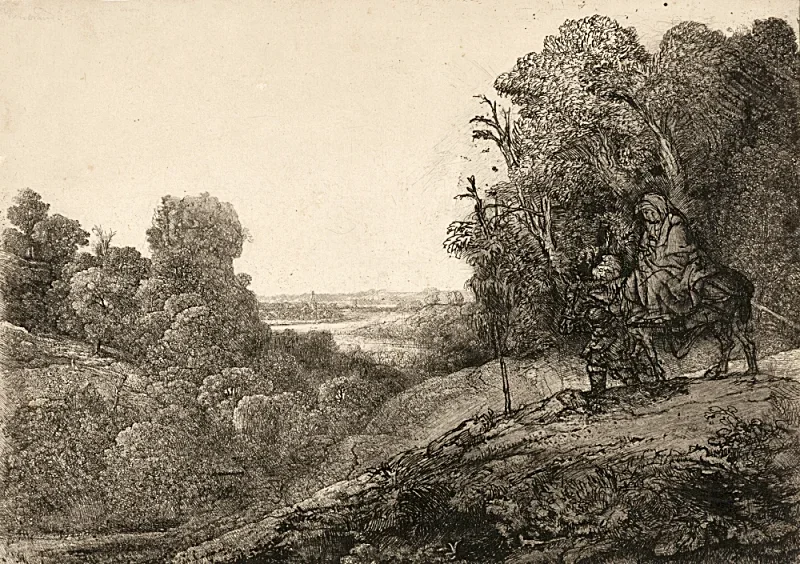 Rembrandt van Rijn | Flugten til Egypten - 1653 | Indrammet kunsttryk | Barok | formida