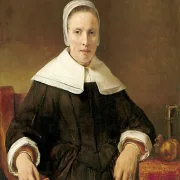 Rembrandt van Rijn | En kvinde der holder en lyserød blomst – 1656 | Indrammet kunsttryk | Barok | formida