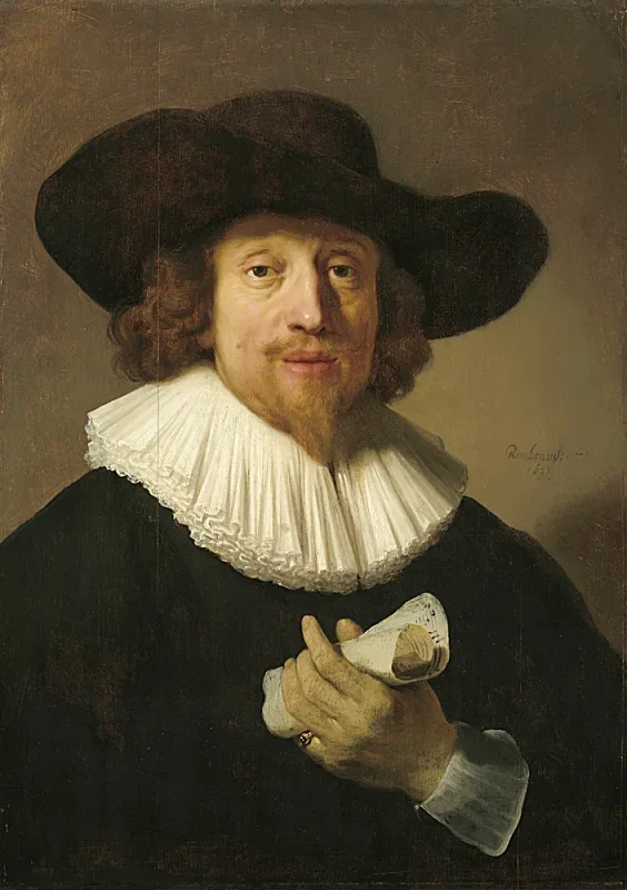 Rembrandt van Rijn | Mand med et nodeark - 1633 | Indrammet kunsttryk | Barok | formida