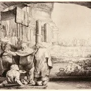 Rembrandt van Rijn | Peter og Johannes helbreder den krøbling ved tempelporten - 1659 | Indrammet kunsttryk | Barok | formida