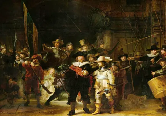 Rembrandt van Rijn | Nattevagt, Militiakompagni i District II - 1642 | Indrammet kunsttryk | Barok | formida
