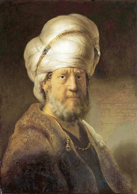 Rembrandt van Rijn | Mann in orientalischer Kleidung - 1635 | Gerahmter Kunstdruck | Barock | formida