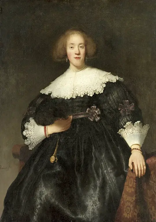 Rembrandt van Rijn | Portræt af en ung kvinde med en vifte - 1633 | Indrammet kunsttryk | Barok | formida