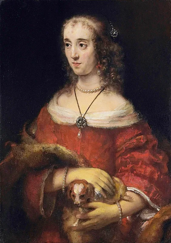 Rembrandt van Rijn | Portræt af en dame med en skødehund - 1665 | Indrammet kunsttryk | Barok | formida