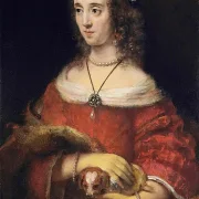 Rembrandt van Rijn | Portræt af en dame med en skødehund - 1665 | Indrammet kunsttryk | Barok | formida