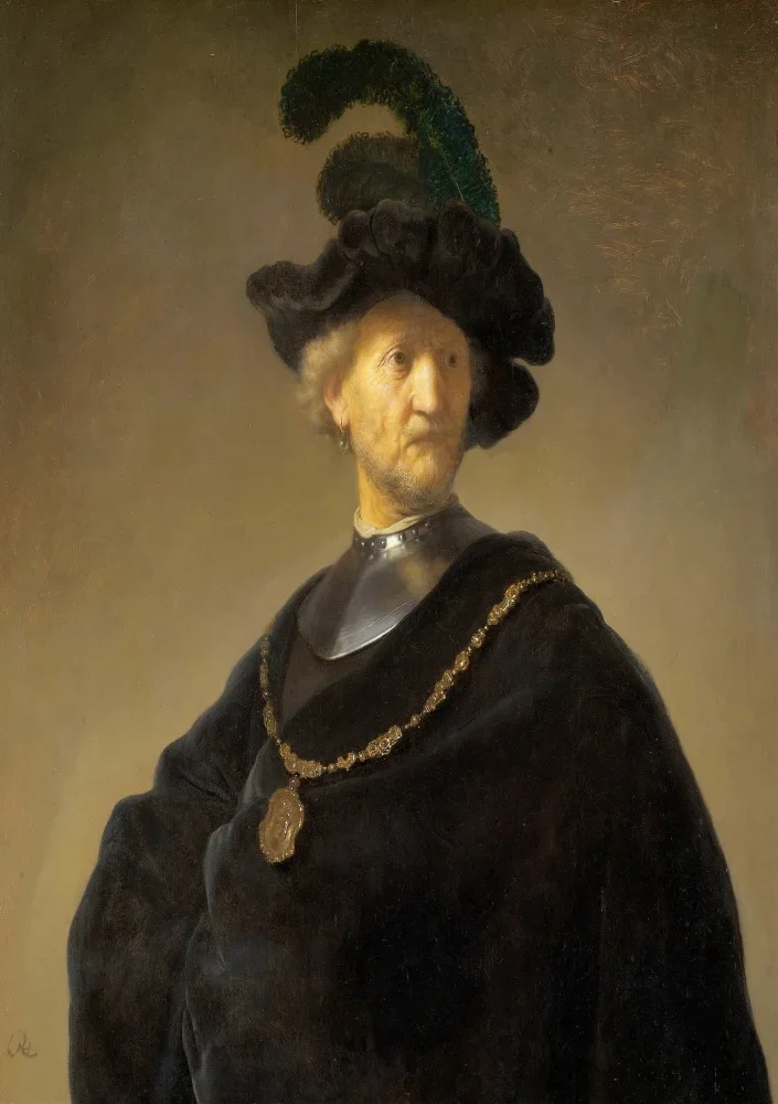 Rembrandt van Rijn | Gammel mand med en guldkæde - 1631 | Indrammet kunsttryk | Barok | formida