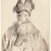 Rembrandt van Rijn | Gammel mand med delt pelshat - 1640 | Indrammet kunsttryk | Barok | formida