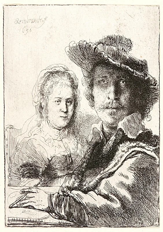 Rembrandt van Rijn | Rembrandt og hans kone Saskia - 1636 | Indrammet kunsttryk | Barok | formida