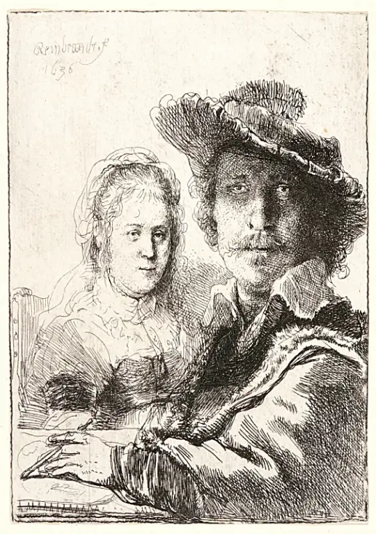 Rembrandt van Rijn | Rembrandt og hans kone Saskia - 1636 | Indrammet kunsttryk | Barok | formida