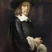 Rembrandt van Rijn | Portræt af en herre med høj hat og handsker - 1656 | Indrammet kunsttryk | Barok | formida