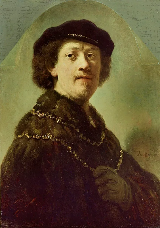 Rembrandt van Rijn | Selvportræt i en sort kasket - 1637 | Indrammet kunsttryk | Barok | formida