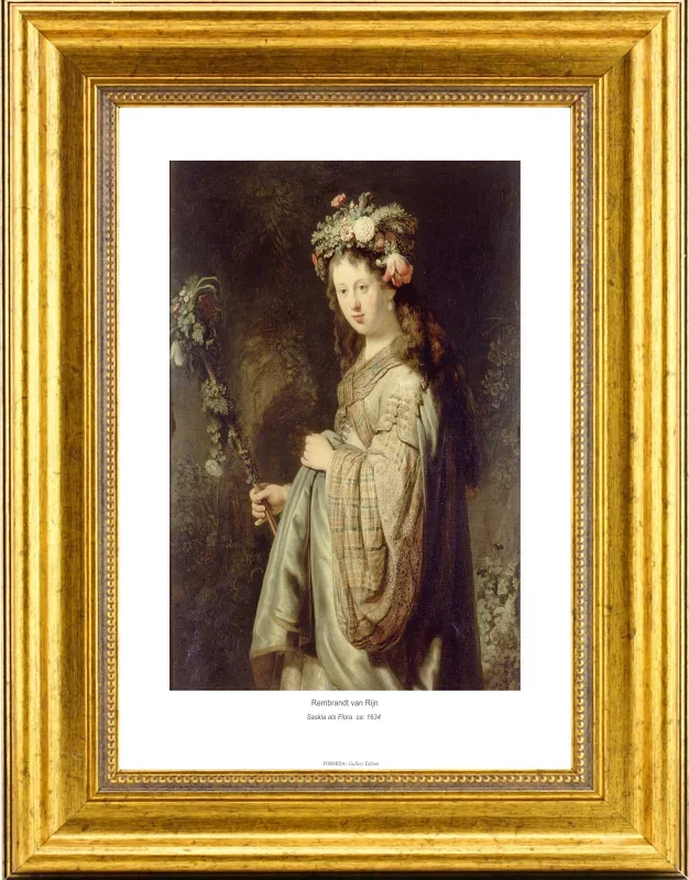 Rembrandt van Rijn | Saskia als Flora - 1634 | Gallery Edition | Gerahmter Kunstdruck | Barock