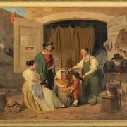 Römische Bauern kaufen einen Hut für ihren kleinen Sohn – 1834