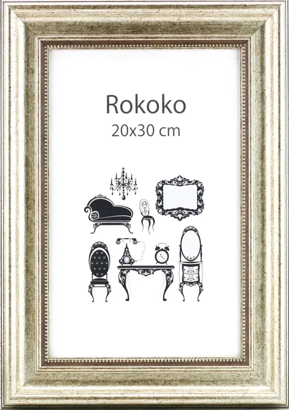 Rokoko sølvfarvet – Billedrammer til engrospriser