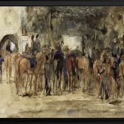 Ruhende Kavallerie auf einem Platz - 1880