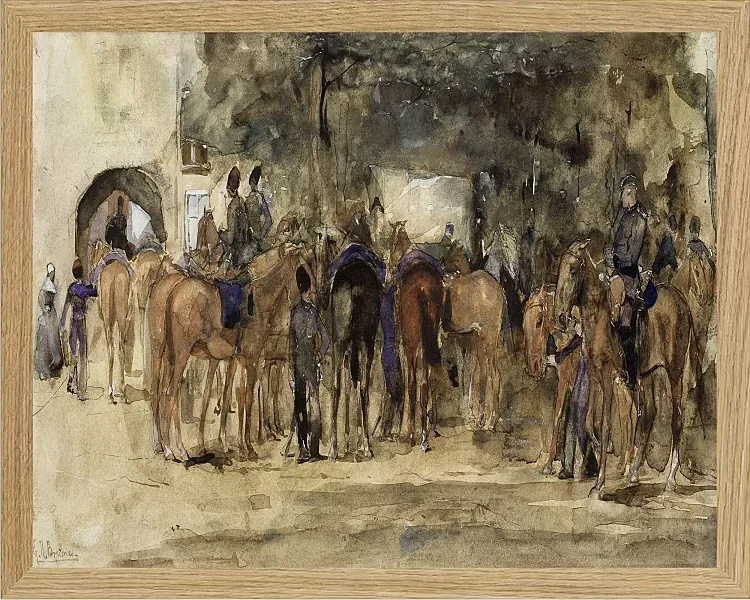 Ruhende Kavallerie auf einem Platz - 1880