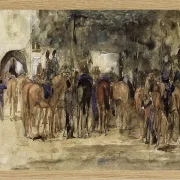 Ruhende Kavallerie auf einem Platz - 1880