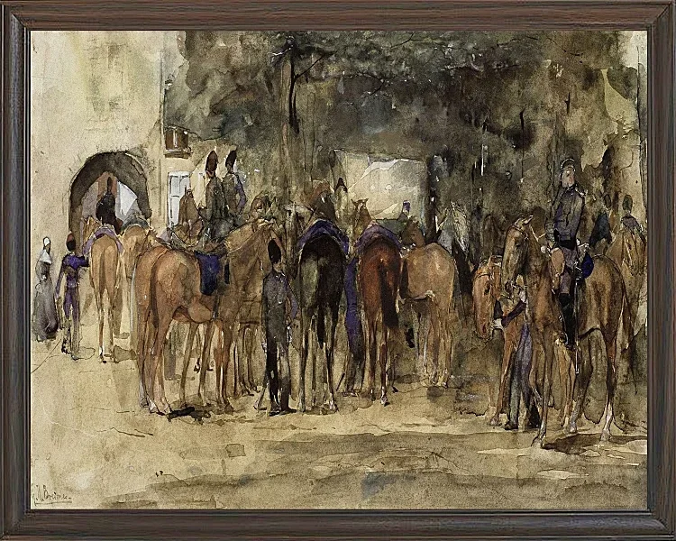 Ruhende Kavallerie auf einem Platz - 1880