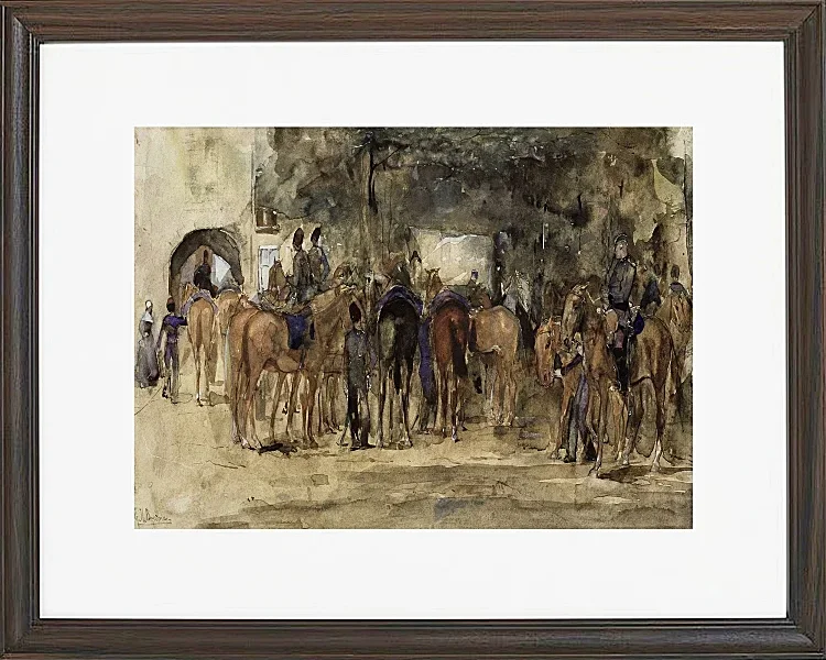 Ruhende Kavallerie auf einem Platz - 1880