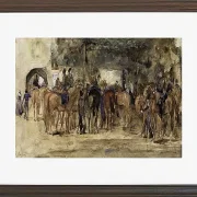 Ruhende Kavallerie auf einem Platz - 1880