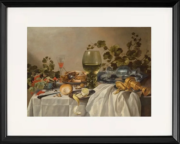 Sammlung von Silber- und Glaswaren auf einem drapierten Tisch – 1639