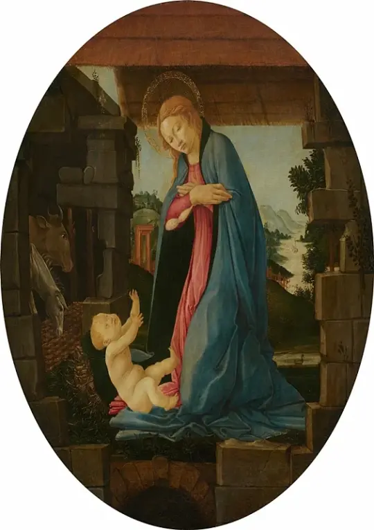 Sandro Botticelli – Die Jungfrau Maria betet das Kind an 1480 | Giclée Kunstdruck gerahmt