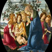 Sandro Botticelli – Madonna mit Kind und fünf Engeln 1490 | Giclée Kunstdruck gerahmt