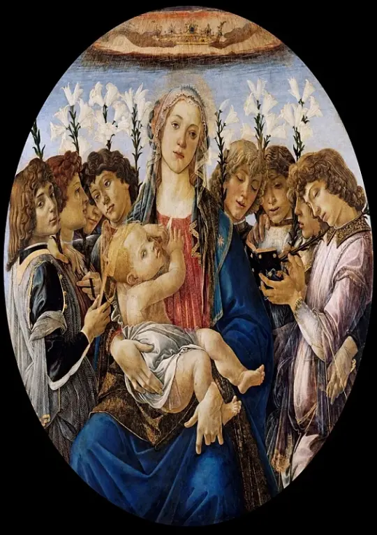 Sandro Botticelli – Maria mit dem Kind und singenden Engeln 1477 | Giclée Kunstdruck gerahmt