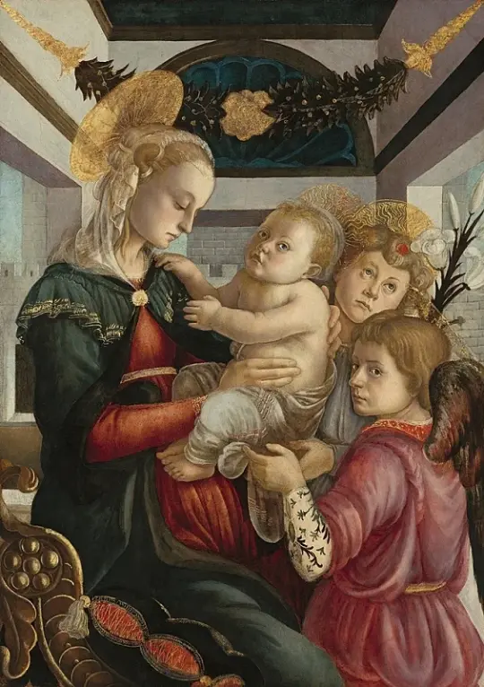 Sandro Botticelli – Madonna mit Kind und Engeln 1465 | Giclée Kunstdruck gerahmt