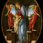 Sandro Botticelli – Jungfrau mit Kind und zwei Engeln 1485 | Giclée Kunstdruck gerahmt
